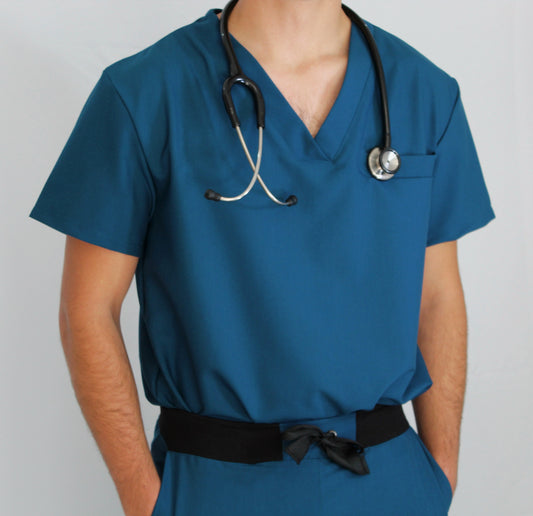 Mens Teal Scrub Top